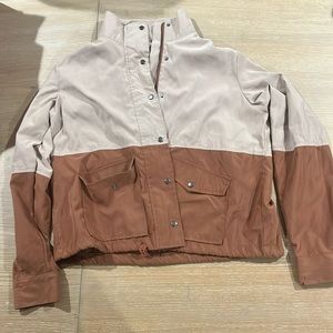 Brown and tan windbreaker jacket